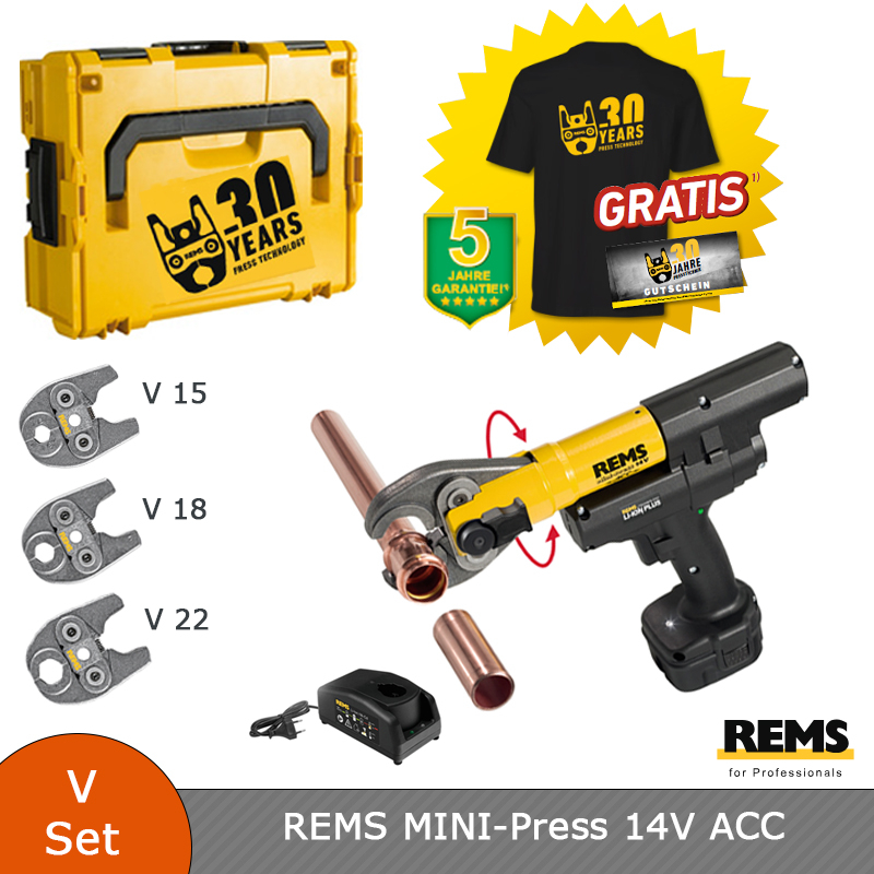 REMS Mini-Press 14 V ACC Basic-Pack Edition 30 Jahre Presstechnik 578013 R30J REMS Mini-Press 14 V ACC Basic-Pack Edition 30 Jahre Presstechnik 578013 R30J