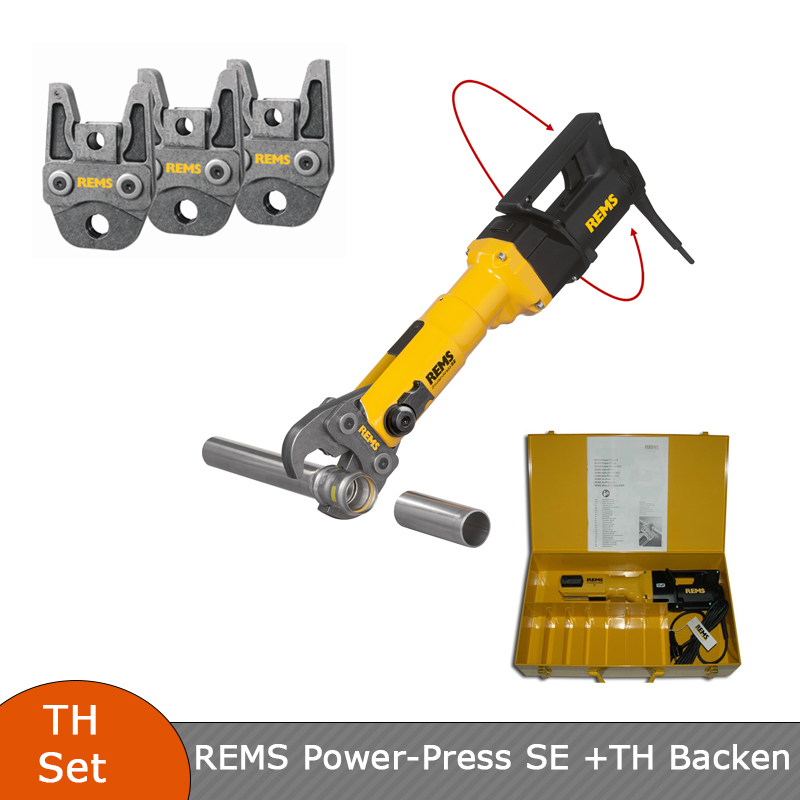 REMS Power-Press SE Radial-Pressmaschine Basis-Pack mit Koffer - 572111 + 3 Stk. REMS Presszangen TH Kontur nach Wahl